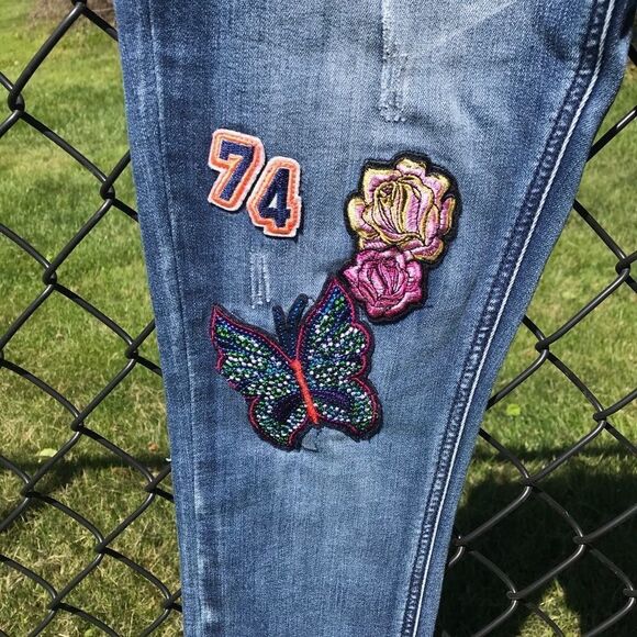 Rocks & Indigo hi-rise skinny jeans with  patches - Picture 4 of 11